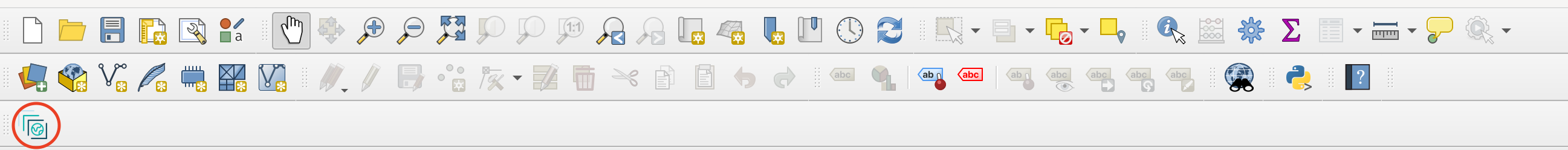 Screenshot of the QGIS Toolbar Version 3.26